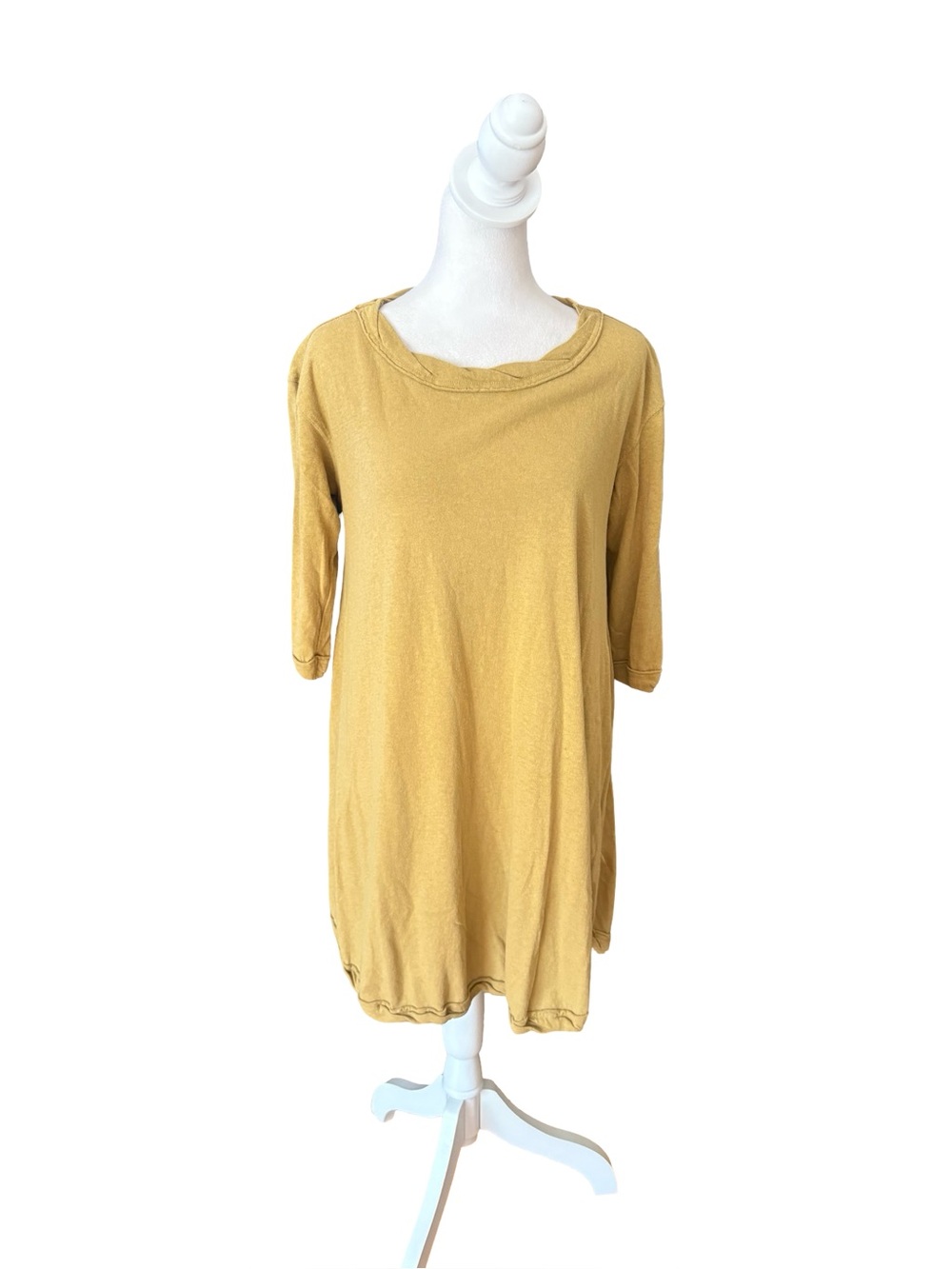 Free People Beach Cotton Tunic Mini Dress Womens Small Mustard Yellow